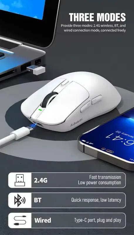 Mouse K-Snake X11 3Mode (Bluetooth+2.4Ghz+Type C)